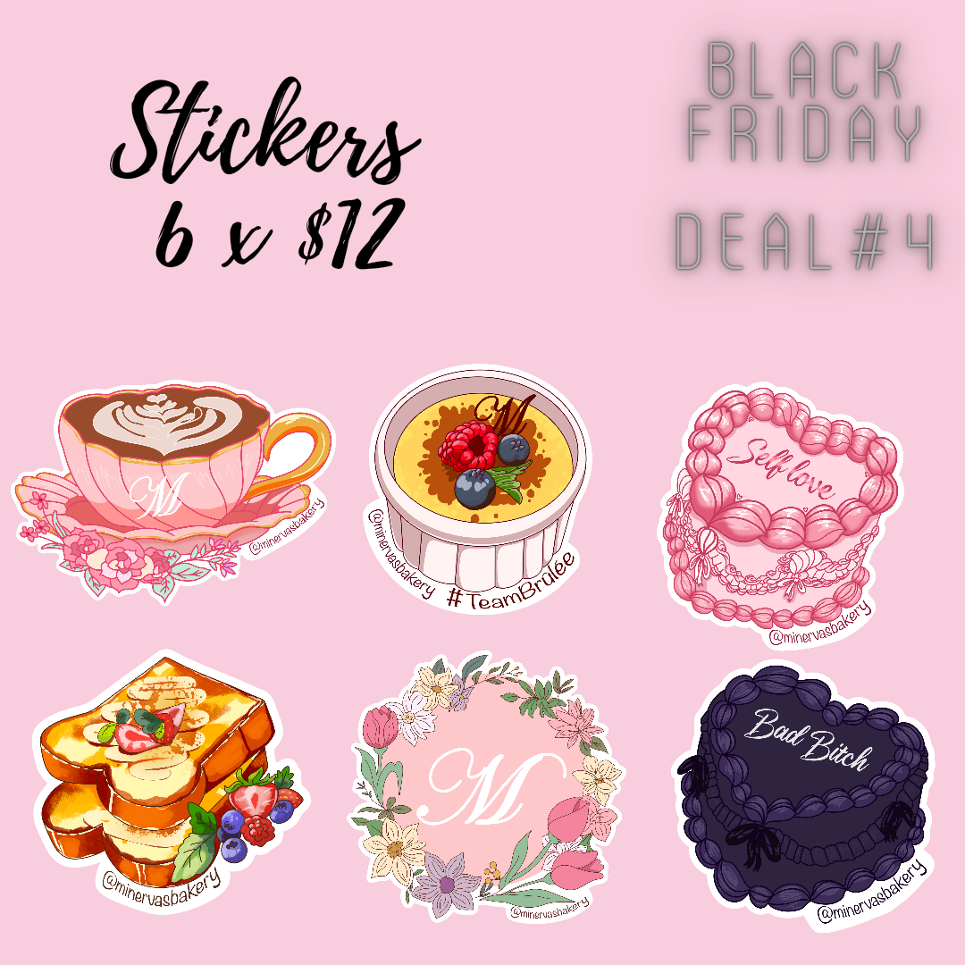 6 Stickers x $12